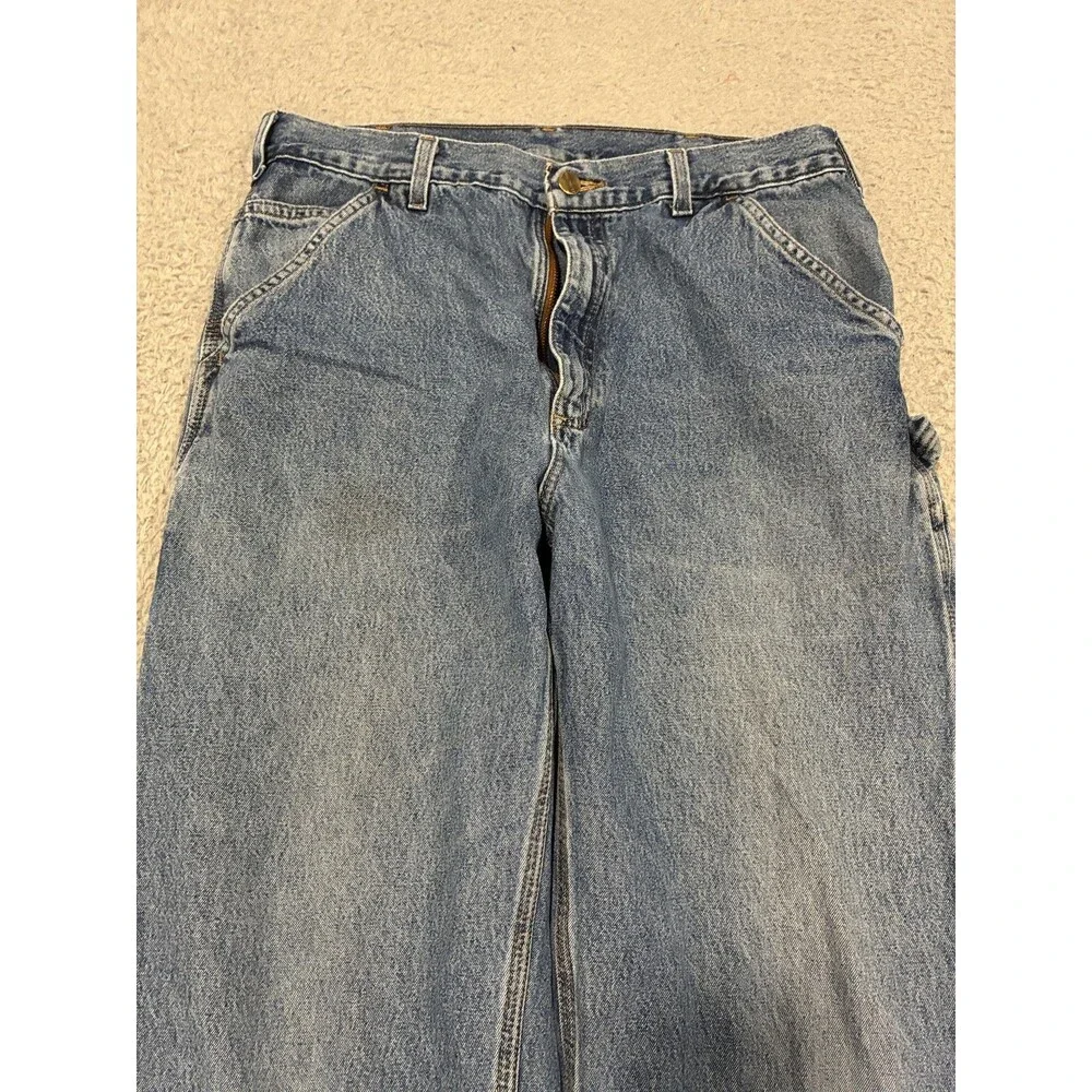Carhartt Jeans Mens 33x31 Blue Relaxed Straight Denim B13DP Workwear Dungaree